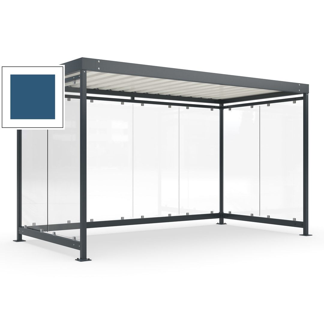 Fahrradunterstand, Fahrgastunterstand, Bushaltestelle, Bausatz, 12-13 Personen, 2.510 x 4.195 x 2.165 mm (HxBxT), 8 Wände, Achatgrau