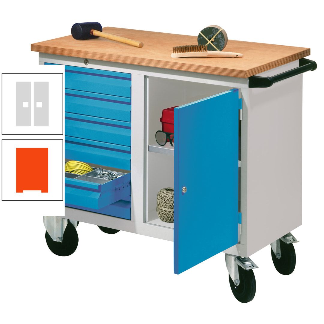 Mobile Werkbank - Werkstattwagen - 915 x 1.090 x 600 mm - 6 Schubladen und Schrankfach - anthrazitgrau