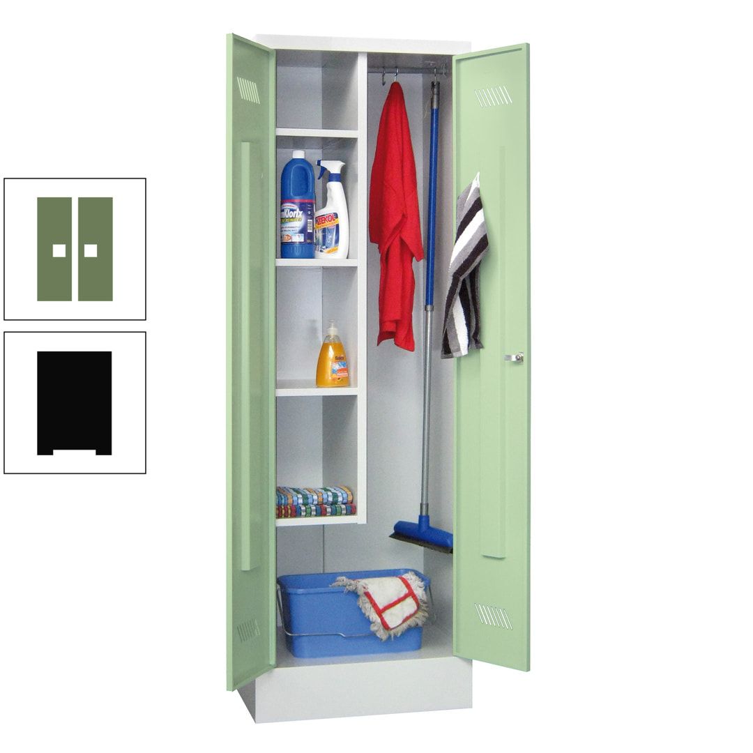 Putzschrank mit Sockel - 1 Abteil mit Trennwand - 1.850x600x500 mm (HxBxT) - Drehriegel - anthrazitgrau