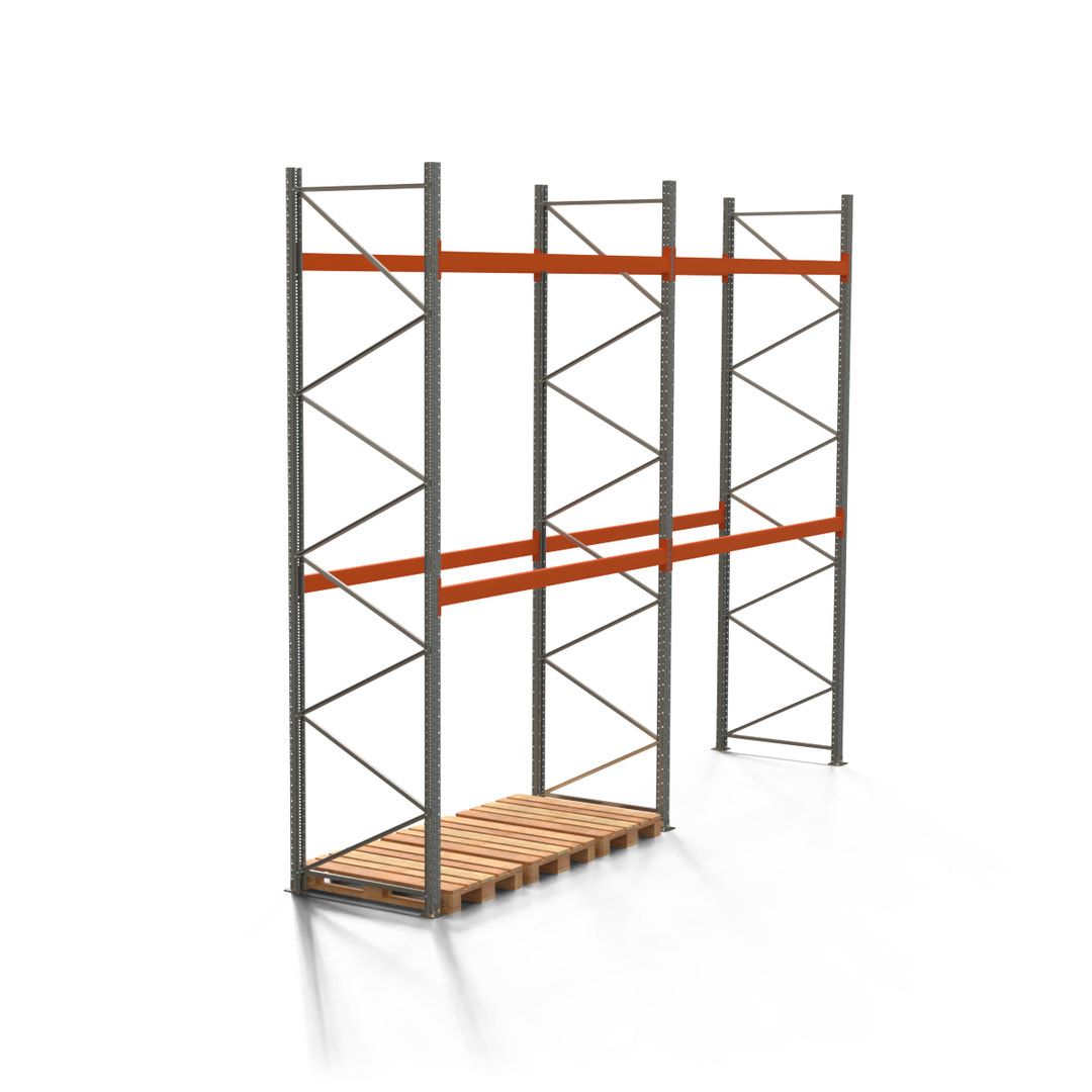 Palettenregal ARTUS - 3 Ebenen - Fachlast 2.100 kg - 4.500 x 11.225 x 1.100 mm (HxBxT) - 4 Felder - Schwerlastregal