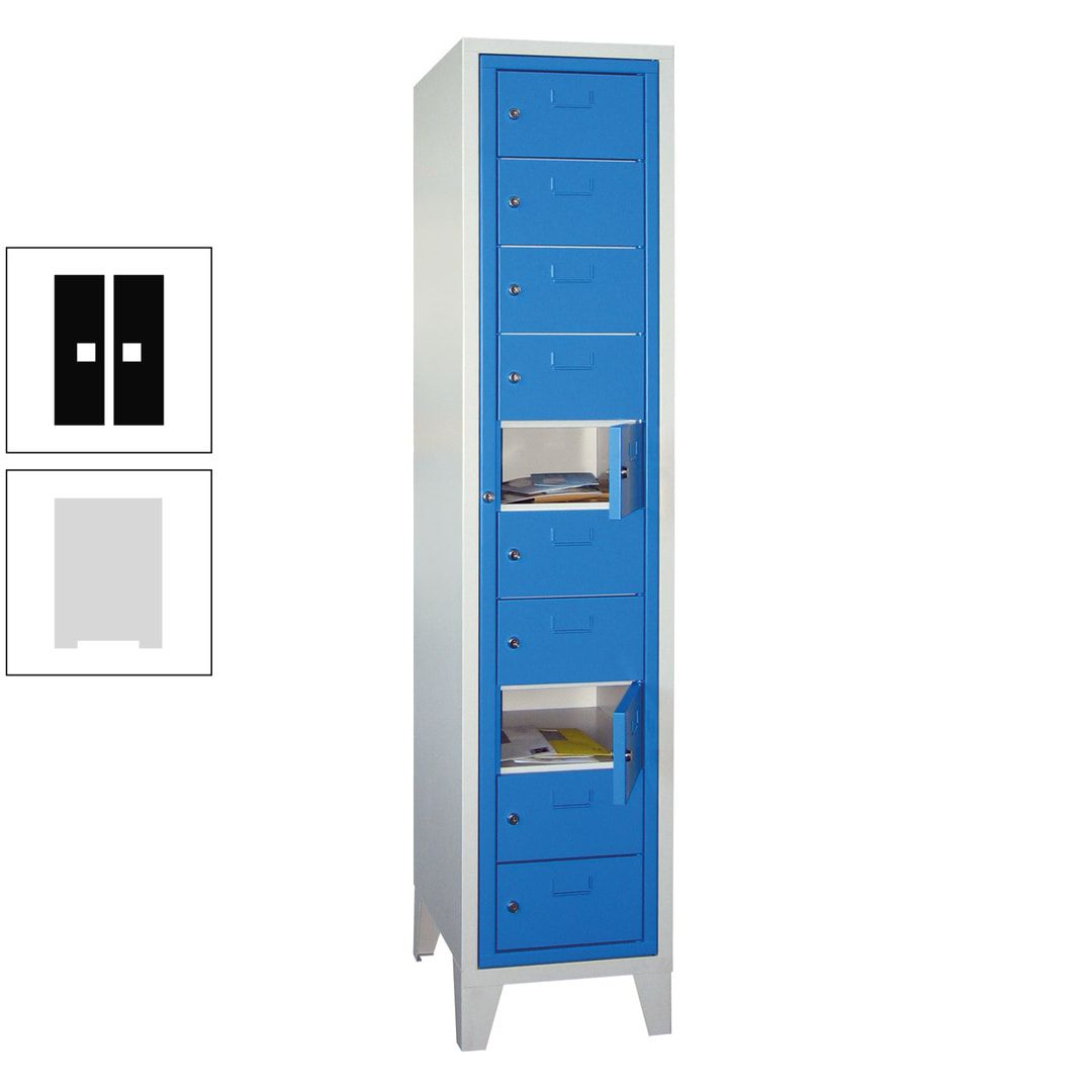 Schließfachschrank - Wäscheausgabeschrank - 10 Fächer a 315 mm - 1.850x400x500 mm (HxBxT) - Füße - Zylinderschloss - anthrazitgrau