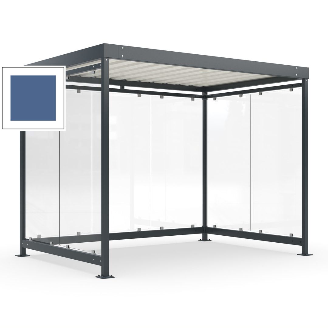 Raucherunterstand, Bausatz, Fahrgastunterstand, Bushaltestelle, 2.510 x 3.180 x 2.165 mm (HxBxT), 7 Wände, Achatgrau