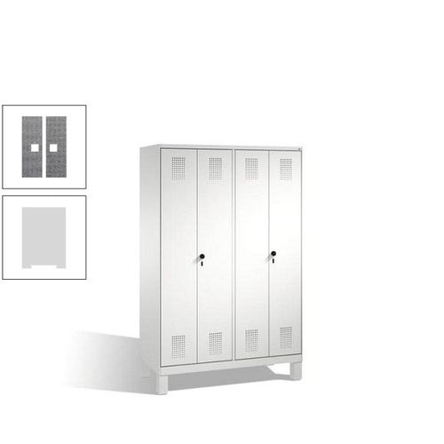 Doppel-Spind, Doppeltüren, Garderobenschrank mit Füßen, 4 Abteile a 300 mm, Korpus anthrazitgrau, Tür anthrazitgrau, 1.850 x 1.200 x 500 mm (HxBxT)