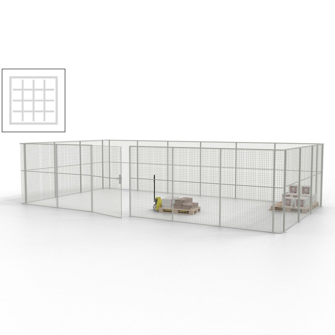 Maschinen Schutzgitter - Hallentrennwand - Sicherheitszaun - Tür - 27 m - 2.200 x 9.400 x 4.900 mm (HxBxT) - enzianblau