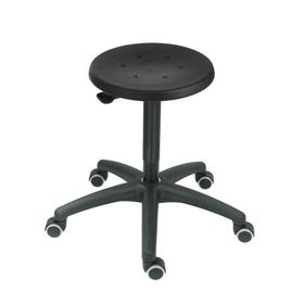 Arbeitshocker - Sitzhöhe 430-620 mm - PU schwarz - Kunststoff Fußkreuz mit Rollen - Ausführung wählbar