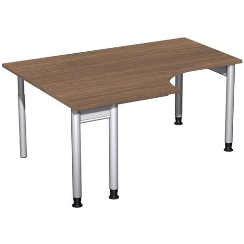 Eckschreibtisch, Eckteil 800 mm, links, Füße einseitig verkürzt, 4-Fuß Pro, höhenverstellbar, 680-800 x 1.600 x 1.200 mm (HxBxT), Dekor Ahorn