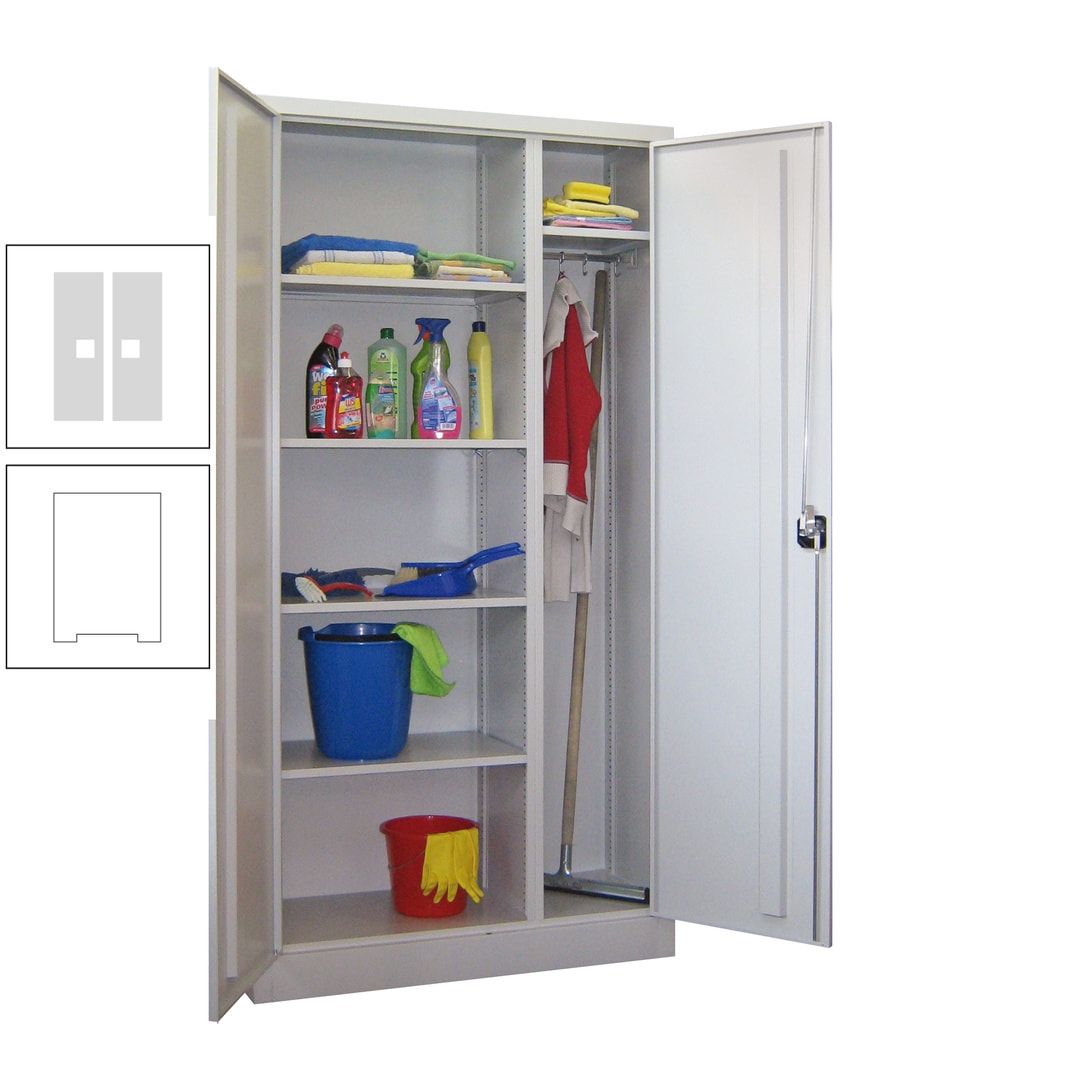 Putzschrank mit Trennwand - 1.950x1.000x400 mm (HxBxT) - Böden pulverbeschichtet - anthrazitgrau