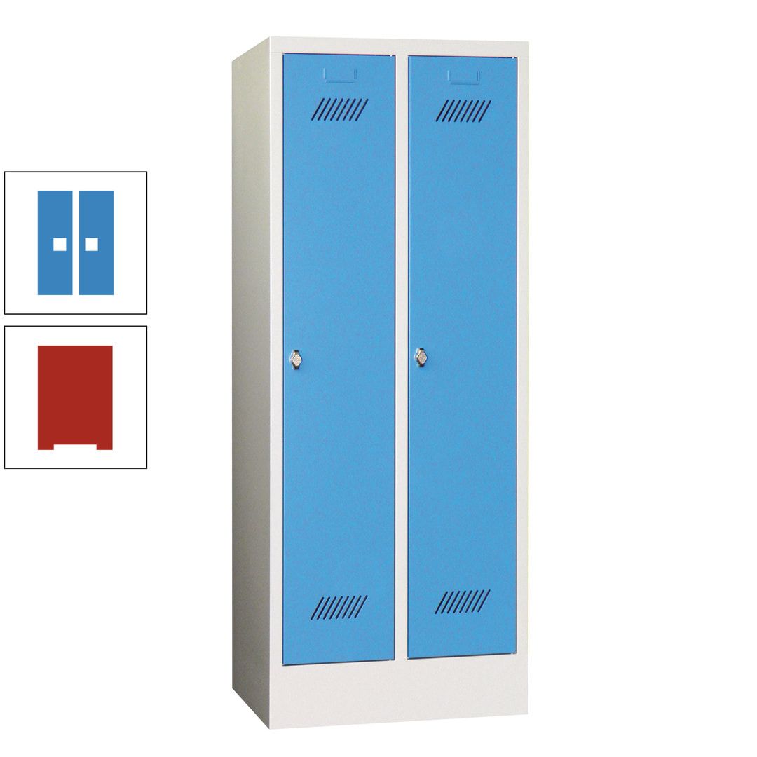 Spindschrank f. Schulen - mit Sockel - Höhe 1.600 mm - 2 Abteile a 300 mm - Drehriegel - anthrazitgrau