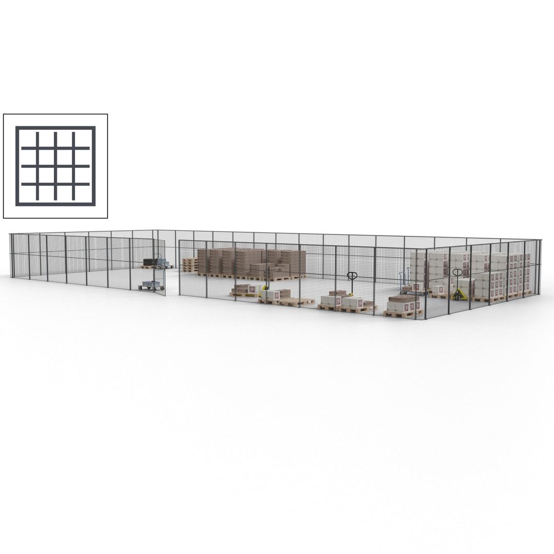 Maschinen Schutzgitter - Hallentrennwand - Sicherheitszaun - Tür - 63 m - 2.200 x 22.900 x 9.400 mm (HxBxT) - enzianblau
