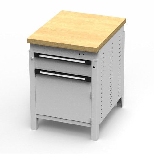 OTTOKIND Werkbank - Arbeitsplatte bündig - 850 x 605 x 750 mm (HxBxT) - Schublade - Schrank - lichtgrau