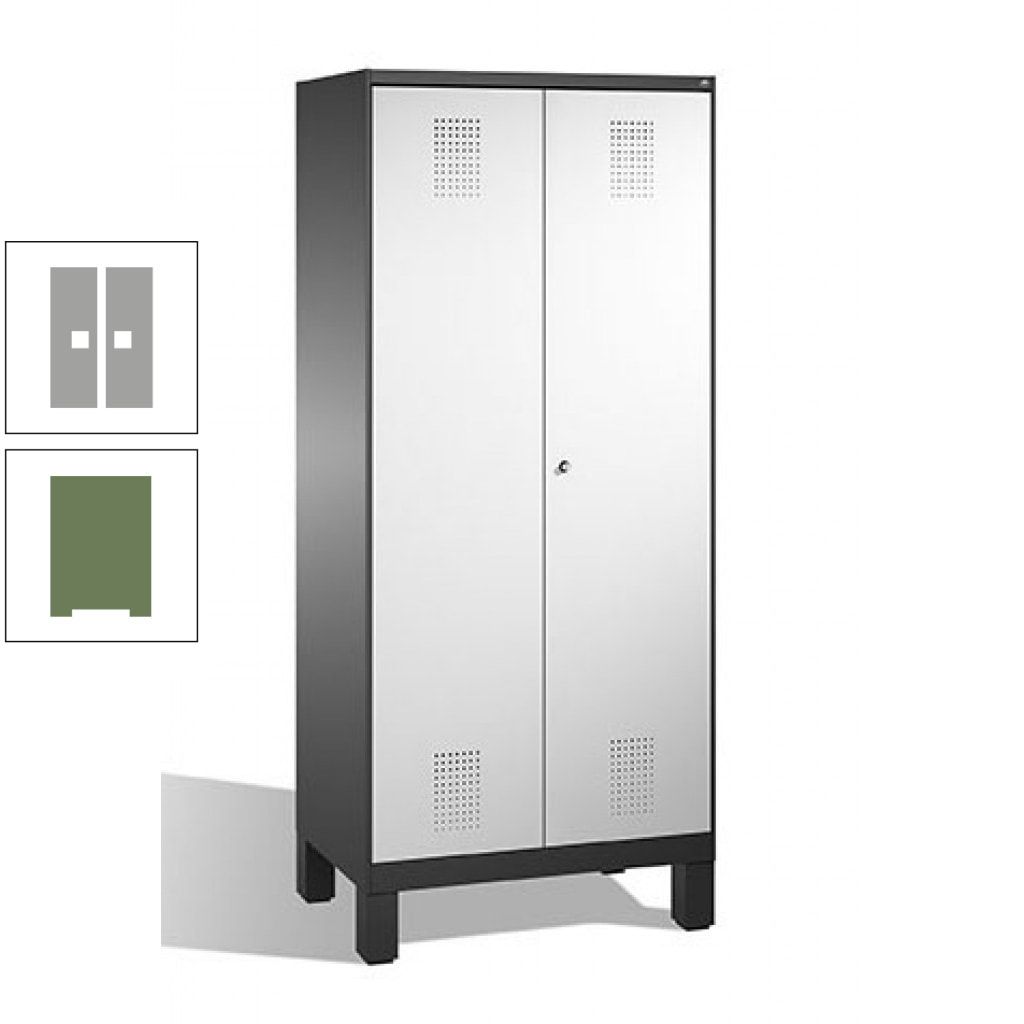 Mehrzweckschrank, Doppeltüren, auf Füßen, 2 Abteile a 400 mm, Korpus anthrazitgrau, Tür anthrazitgrau, 1.850 x 800 x 500 mm (HxBxT)