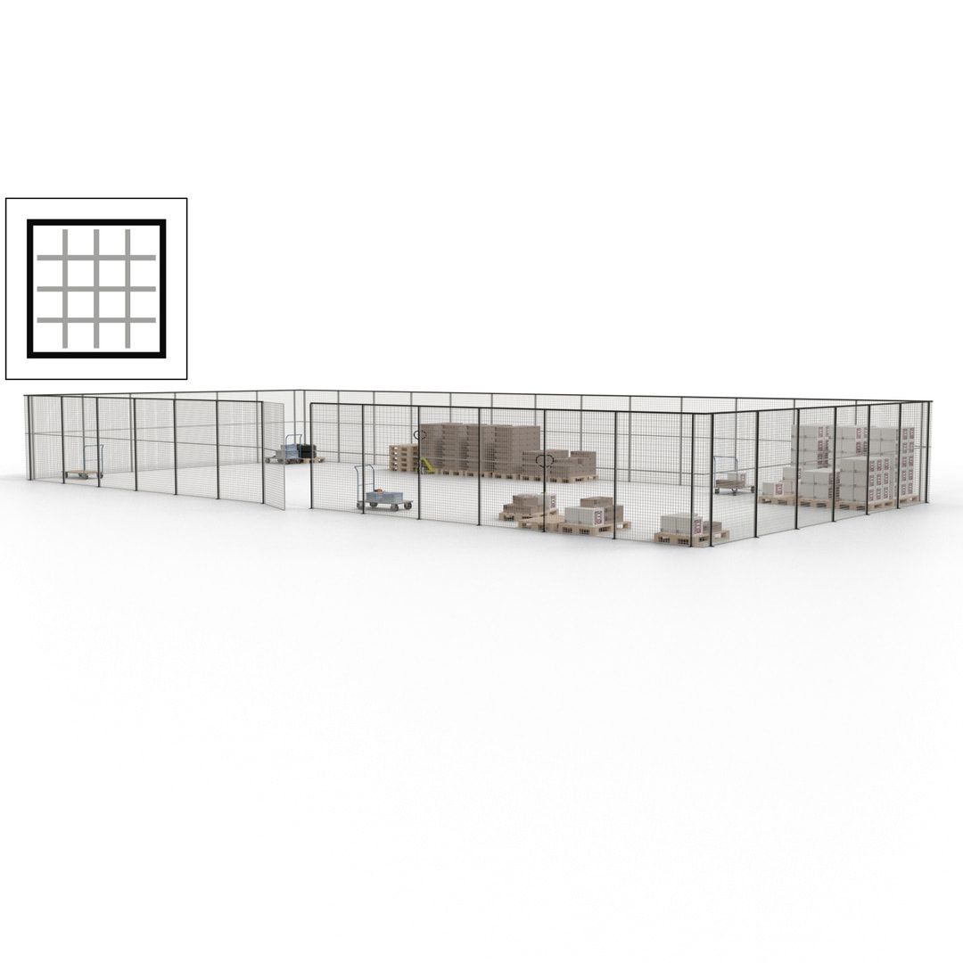 Maschinen Schutzgitter - Hallentrennwand - Sicherheitszaun - Tür - 57 m - 2.200 x 19.900 x 9.400 mm (HxBxT) - enzianblau