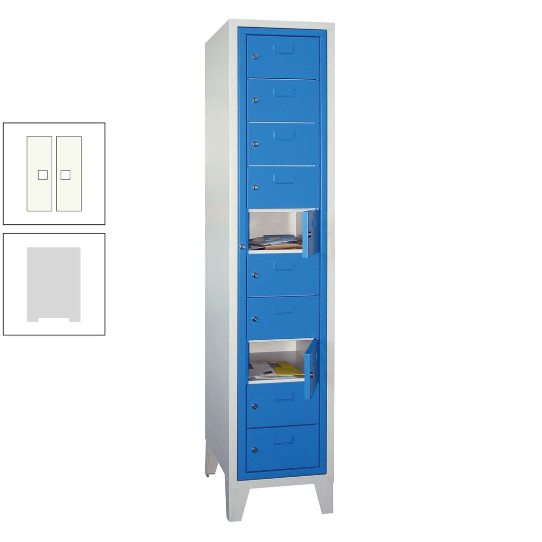 Schließfachschrank - Wäscheausgabeschrank - 10 Fächer a 315 mm - 1.850x400x500 mm (HxBxT) - Füße - Zylinderschloss - anthrazitgrau