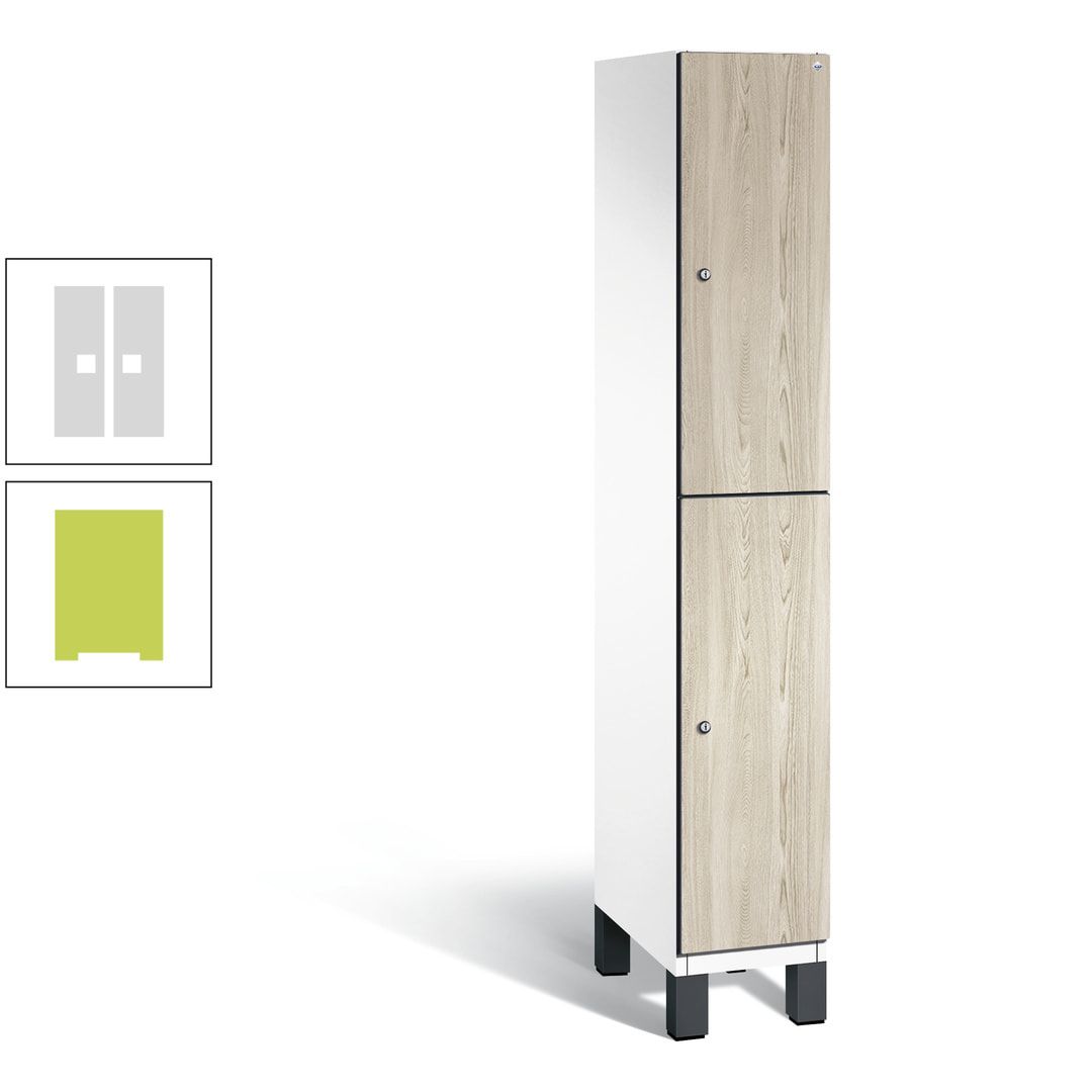 Fächerschrank, Garderobenschrank, mit Füßen, 1 Abteile, 1.980 x 300 x 525 mm (HxBxT), Korpus anthrazitgrau, Tür Donau-Ahorn