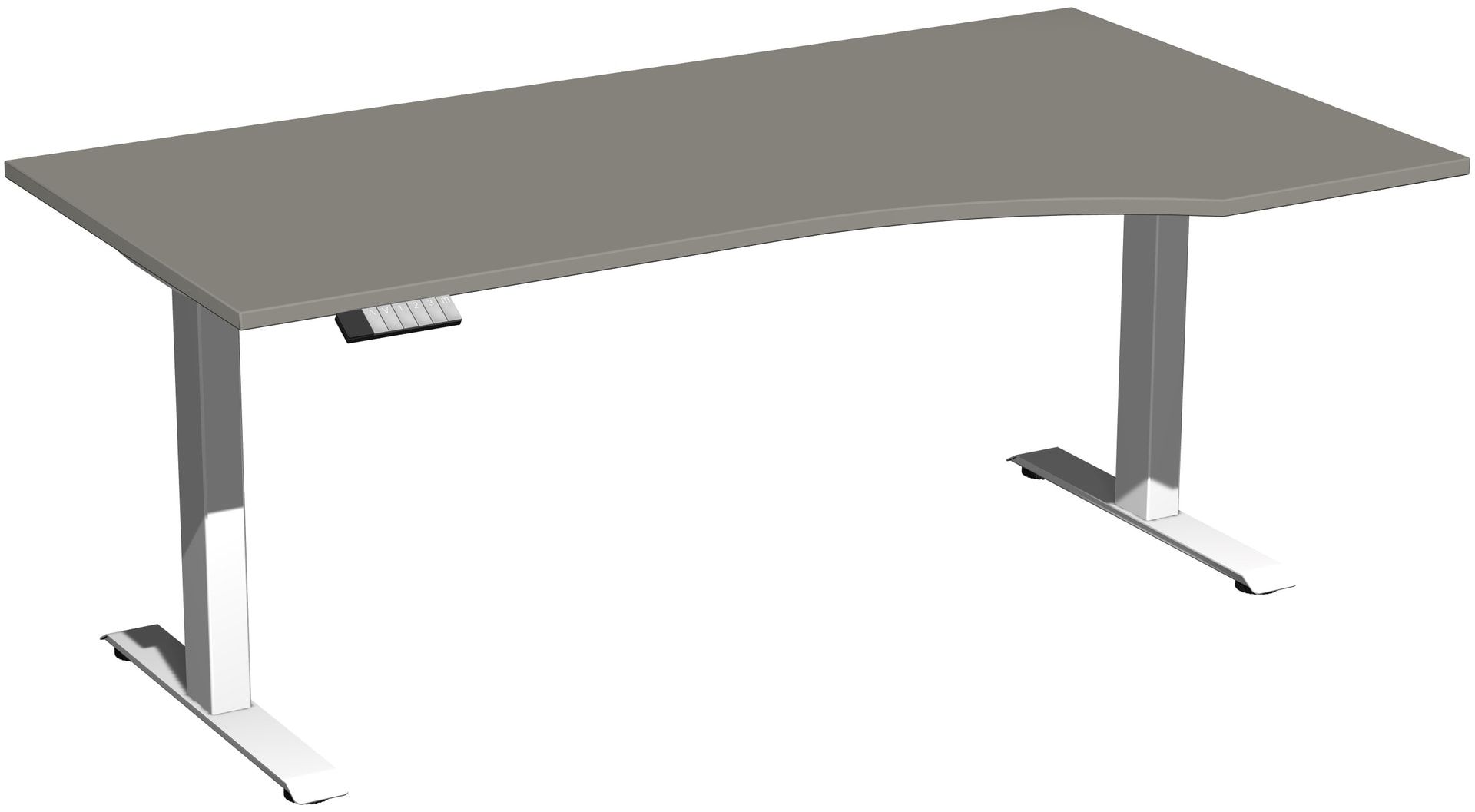 Eckschreibtisch, Ecke rechts, Elevate Basic, elektronisch höhenverstellbar, 730 - 1.230 x 1.800 x 1.000 mm (HxBxT), Gestell anthrazit, Dekor Ahorn