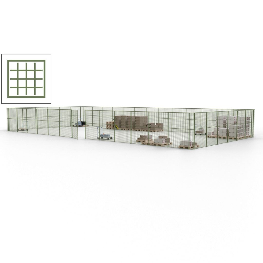 Maschinen Schutzgitter - Hallentrennwand - Sicherheitszaun - Tür - 57 m - 2.200 x 19.900 x 9.400 mm (HxBxT) - enzianblau