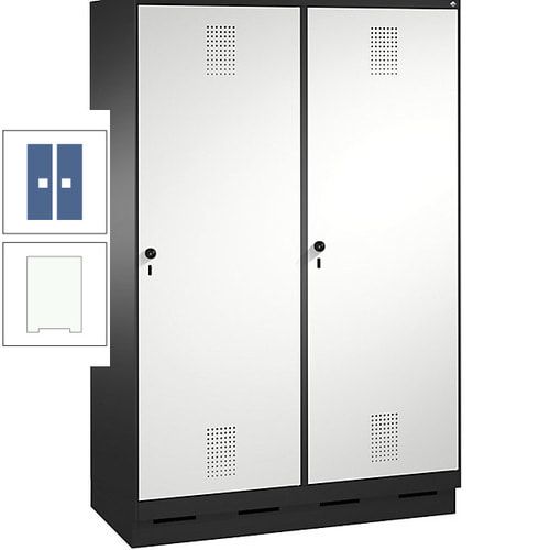 Doppel-Spind, Garderobenschrank, 2 Türen für 4 Abteile a 300 mm, Korpus anthrazitgrau, Türen anthrazitgrau, 1.800 x 1.200 x 500 mm (HxBxT)