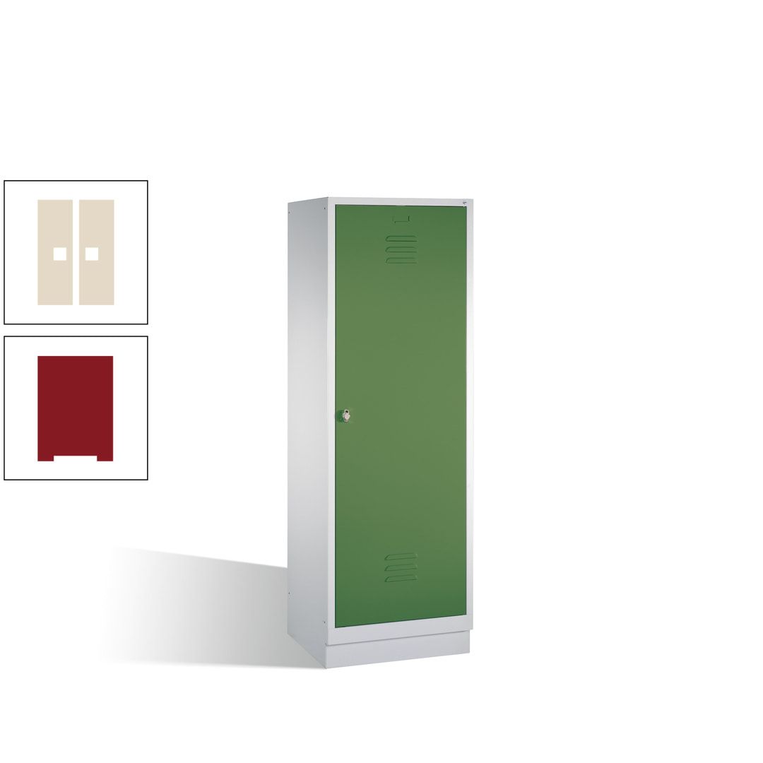 Doppel-Spind mit Großtür, Garderobenschrank mit Sockel, 2 Abteile a 300 mm, Korpus anthrazitgrau, Tür anthrazitgrau, 1.800 x 610 x 500 mm (HxBxT)