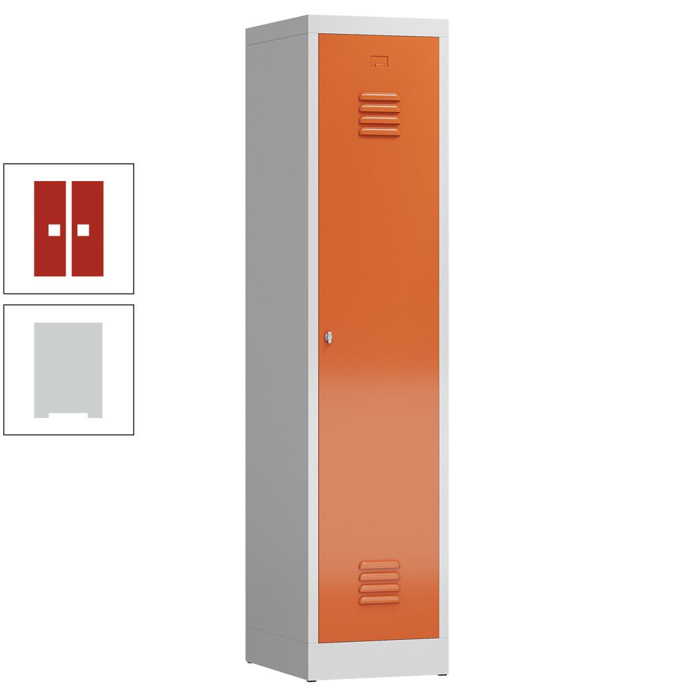 Garderobenschrank, Garderobenspind, 1 Abteil, Abteiltrennwand, 1.800 x 415 x 500 mm (HxBxT), Stahl, Drehriegel, Korpus: lichtgrau, Front: anthrazit