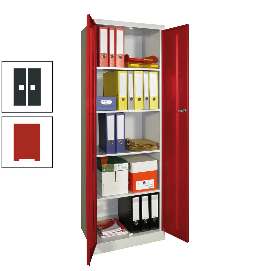 Aktenschrank - Sockel - 4 Böden - 1.800x600x500 mm (HxBxT) - Zylinderschloss - anthrazitgrau