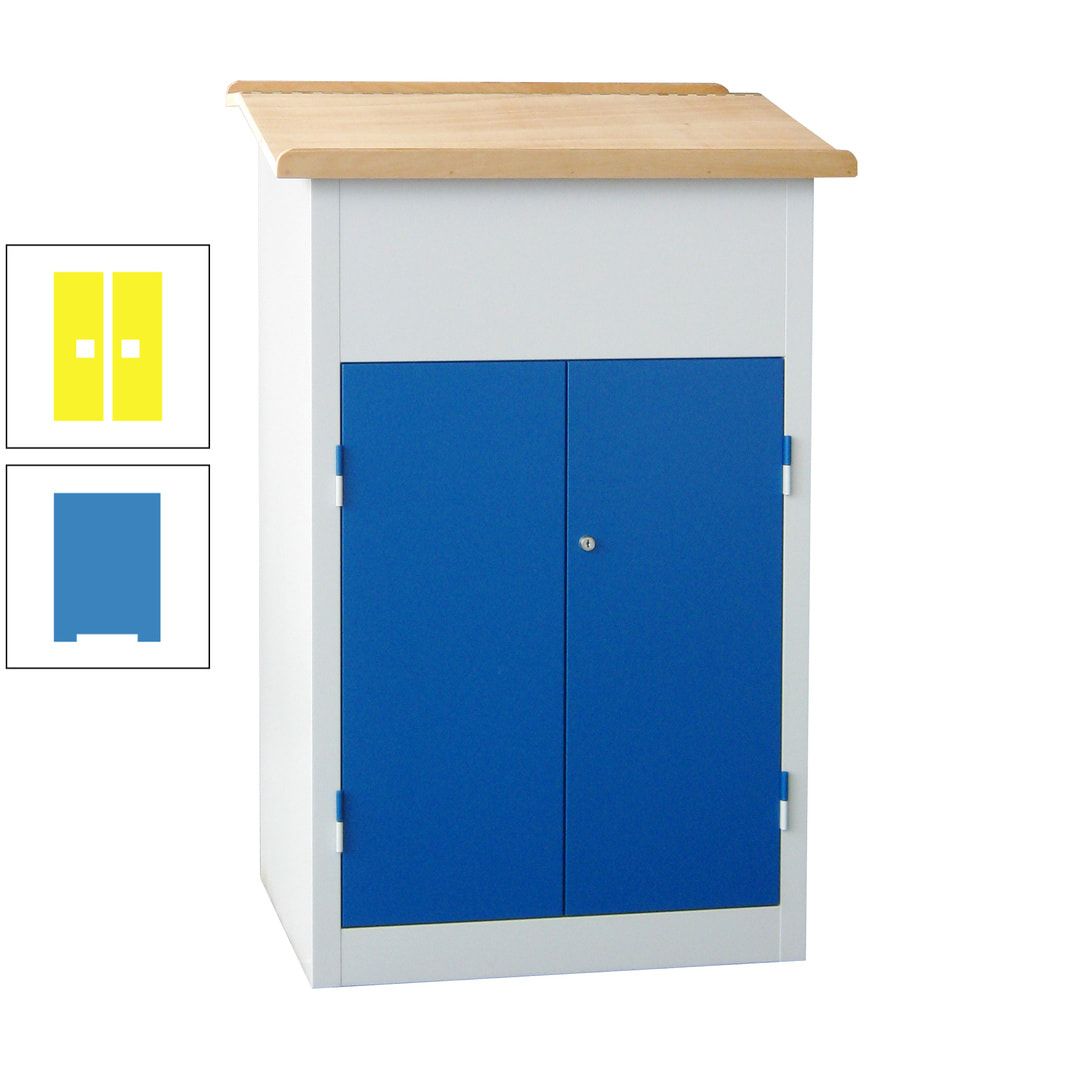 Stehpult mit Schrank - Vollblechtür - Zylinderschloss - 2 Böden - 1.200 x 700 x 600 mm (HxBxT) - anthrazitgrau