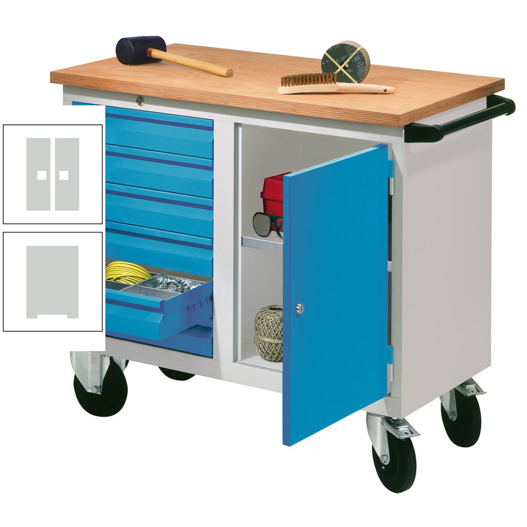 Mobile Werkbank - Werkstattwagen - 915 x 1.090 x 600 mm - 6 Schubladen und Schrankfach - anthrazitgrau