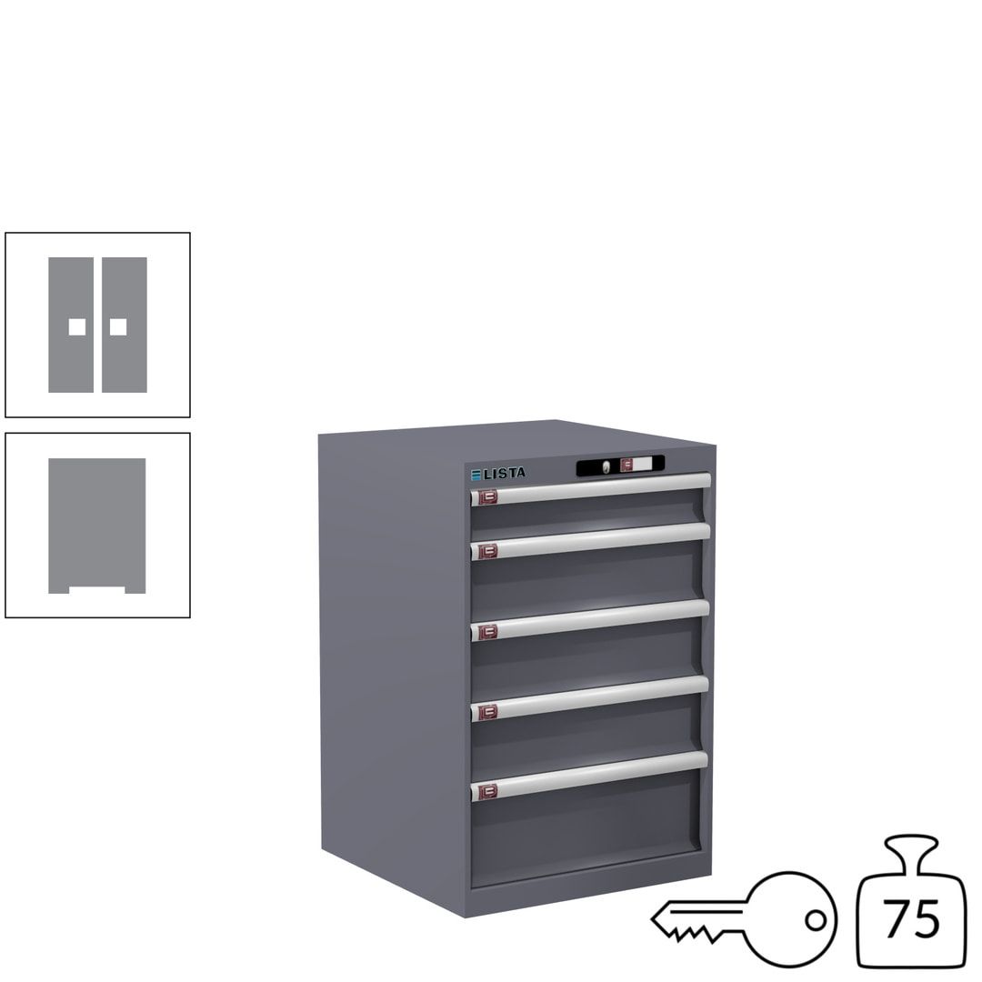Lista Schubladenschrank - 14.256.010 - 850x564x572 mm (HxBxT) - 5 Schubladen - 75 kg - Key Lock - lichtblau (RAL 5012)