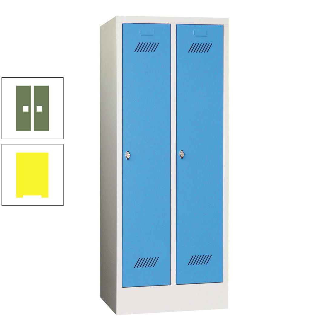Spindschrank f. Schulen - mit Sockel - Höhe 1.600 mm - 2 Abteile a 300 mm - Drehriegel - anthrazitgrau