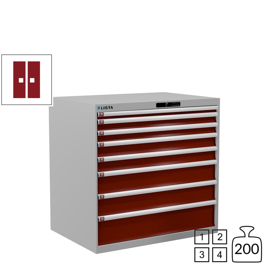 Lista Schubladenschrank - 12.541.010 - 1.000x1.023x725 mm (HxBxT) - 8 Schubladen - 200 kg - Key Lock - lichtblau (RAL 5012)