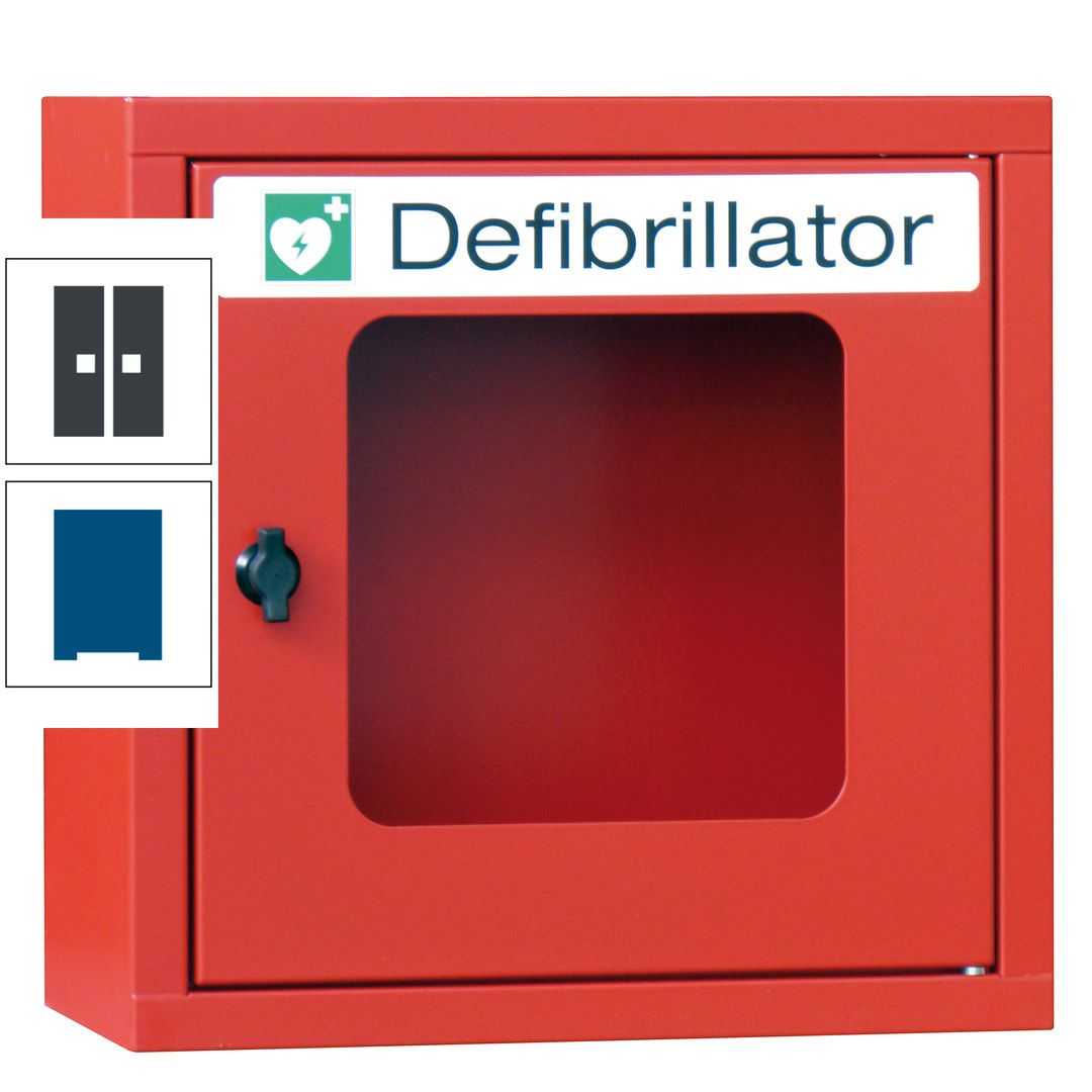 Defibrillatorenschrank - 400 x 400 x 200 mm (HxBxT) - Sichtfenster - anthrazitgrau
