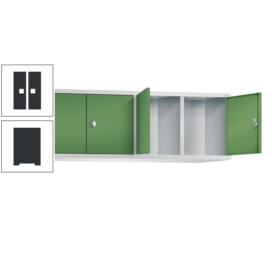 Aufsatzschrank für Spinde und Schließfachschränke, Doppeltüren, 4 Abteile, Korpus anthrazitgrau, Türfarbe anthrazitgrau, 500 x 1.590 x 500 mm (HxBxT)
