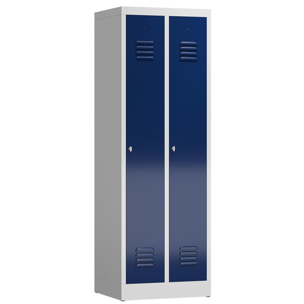 Garderobenschrank, Garderobenspind, 2 Abteile, 1.800 x 590 x 500 mm (HxBxT), Stahl, Drehriegelverschluss, Korpus: lichtgrau, Front: anthrazitgrau