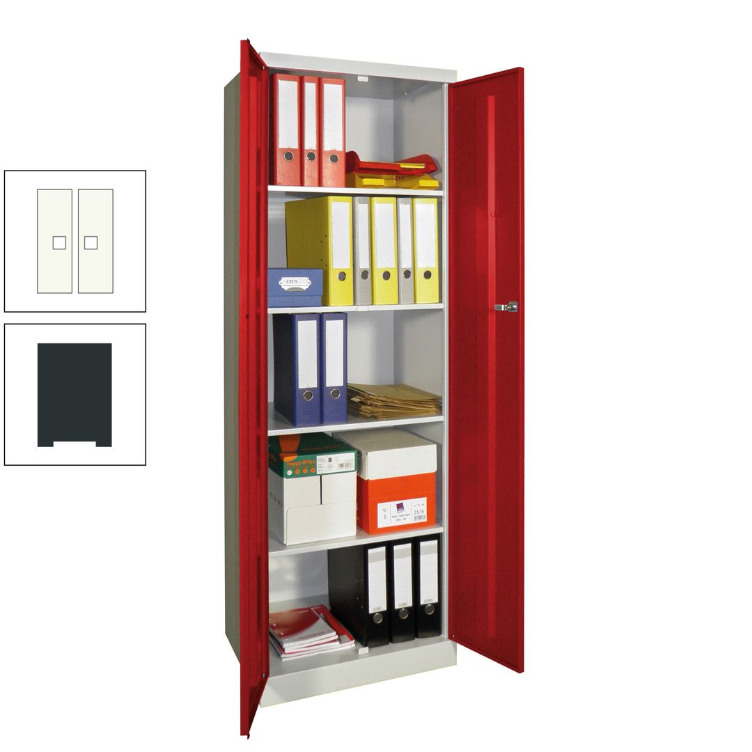 Aktenschrank - Sockel - 4 Böden - 1.800x600x500 mm (HxBxT) - Zylinderschloss - anthrazitgrau