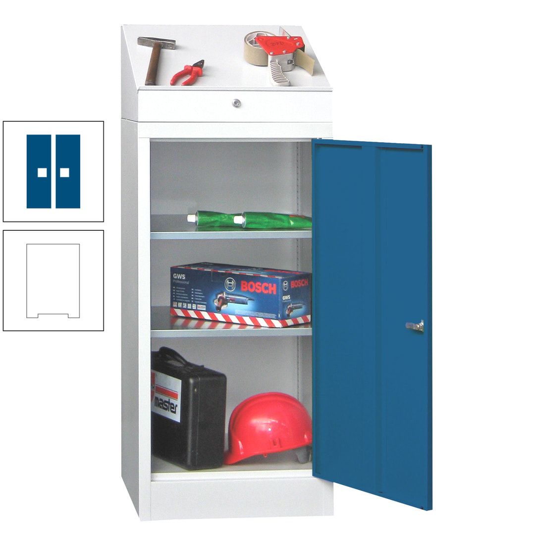 Stehpult mit Schrank - Vollblechtür - Zylinderschloss - 1.270x500x500 mm (HxBxT) - anthrazitgrau