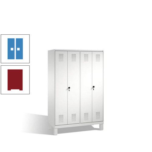 Doppel-Spind, Doppeltüren, Garderobenschrank mit Füßen, 4 Abteile a 300 mm, Korpus anthrazitgrau, Tür anthrazitgrau, 1.850 x 1.200 x 500 mm (HxBxT)