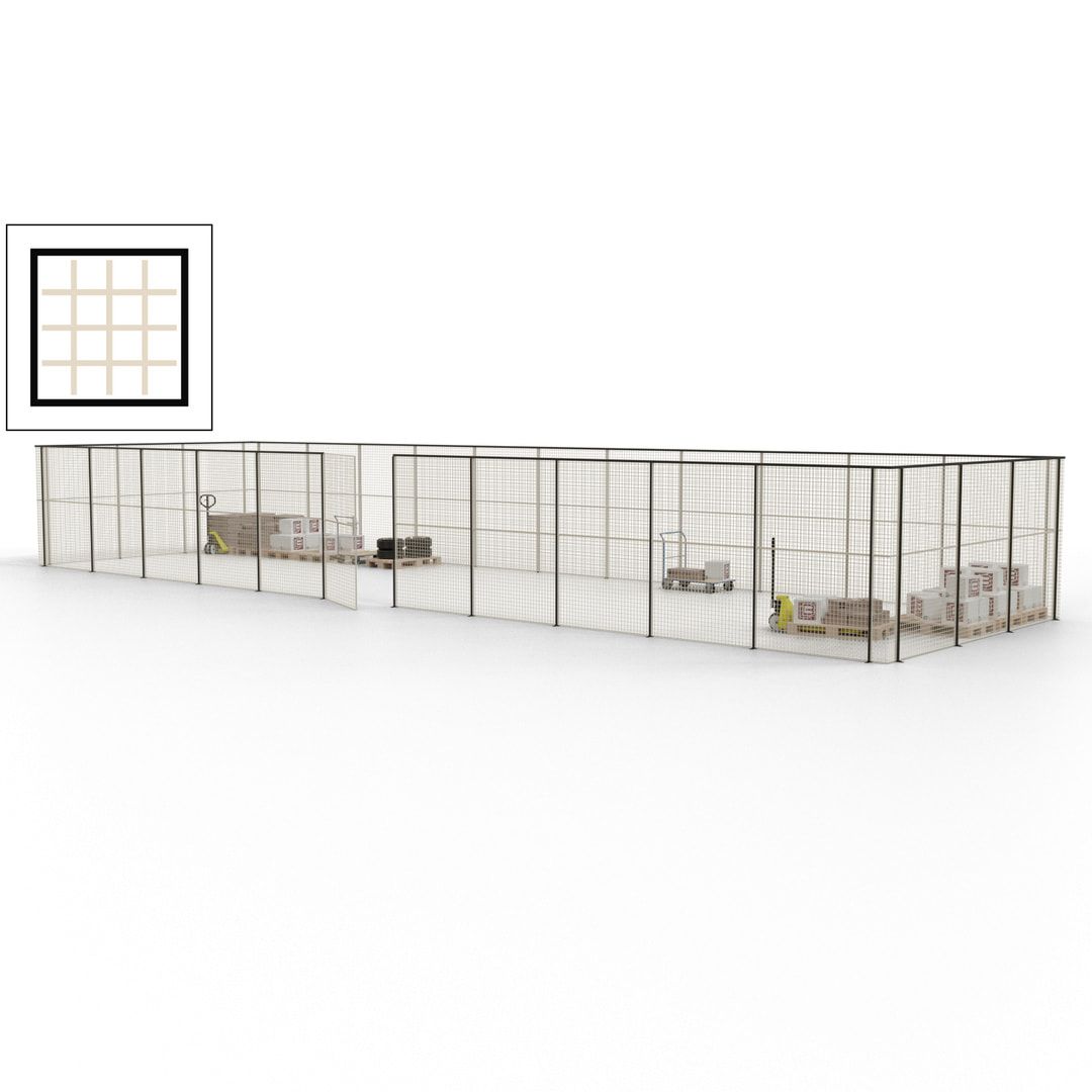 Maschinen Schutzgitter - Hallentrennwand - Sicherheitszaun - Tür - 42 m - 2.200 x 16.900 x 4.900 mm (HxBxT) - enzianblau