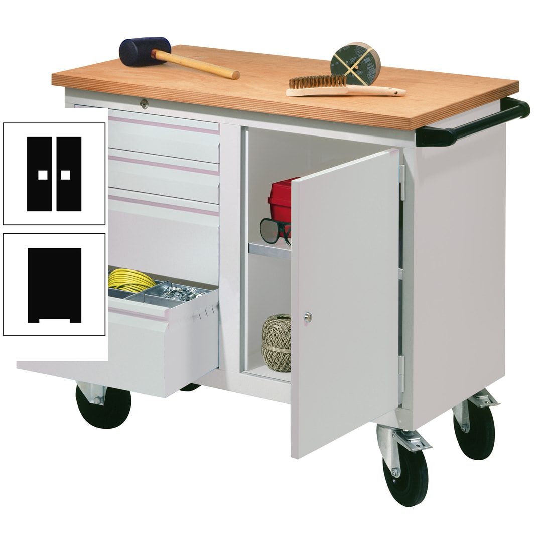 Mobile Werkbank - Werkstattwagen - 915 x 1.090 x 600 mm - 4 Schubladen und Schrankfach - anthrazitgrau