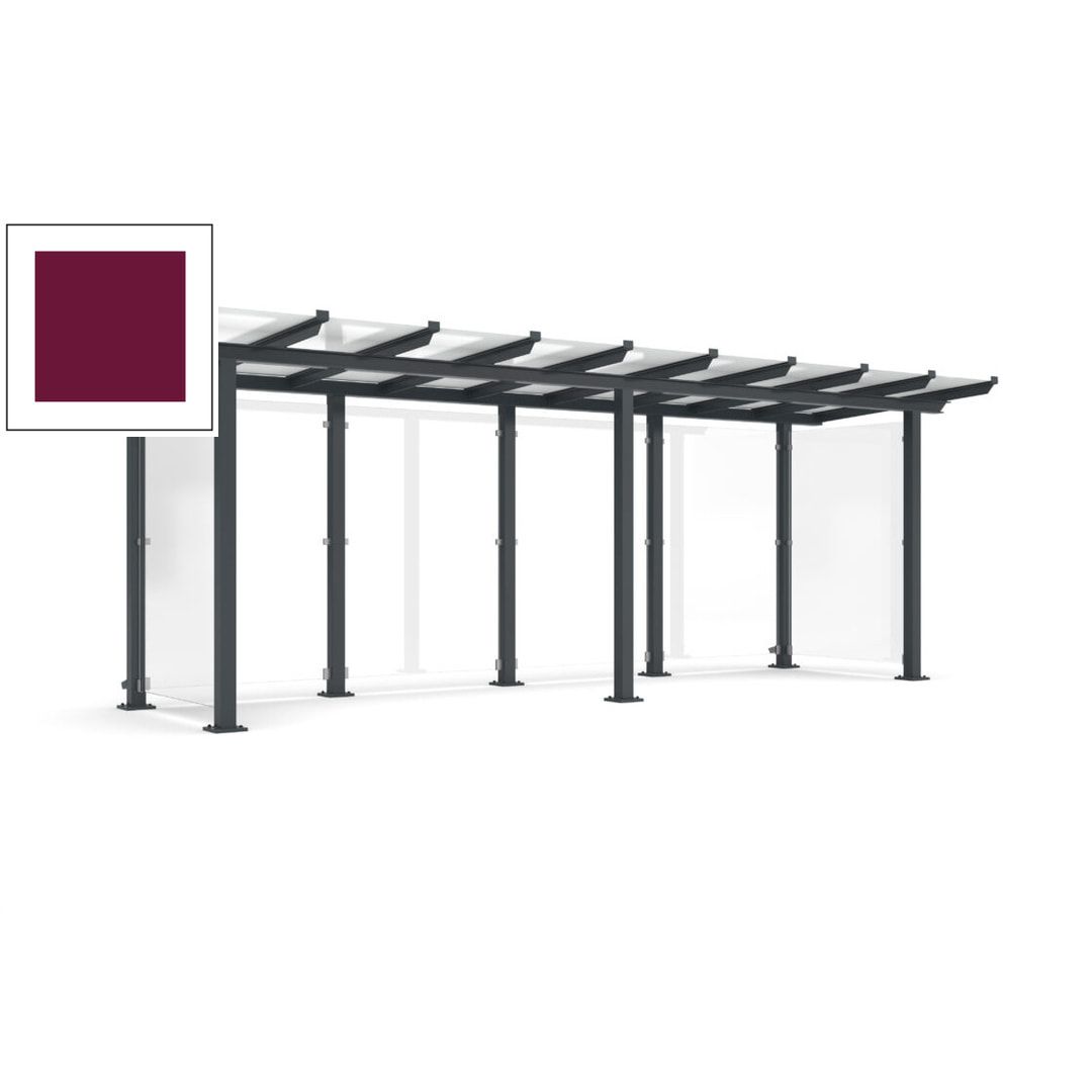 Unterstand mit Pultdach und Sicherheitsglas - feuerverzinkt und farbbeschichtet - 2.435 x 6.850 x 2.090 (HxBxT) - Farbe Achatgrau