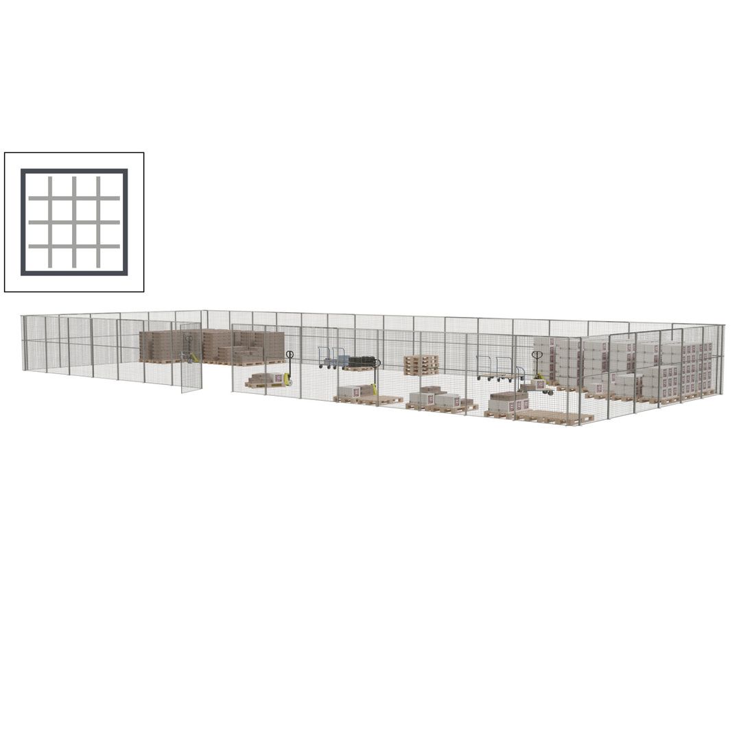 Maschinen Schutzgitter - Hallentrennwand - Sicherheitszaun - Tür - 66 m - 2.200 x 24.400 x 9.400 mm (HxBxT) - enzianblau