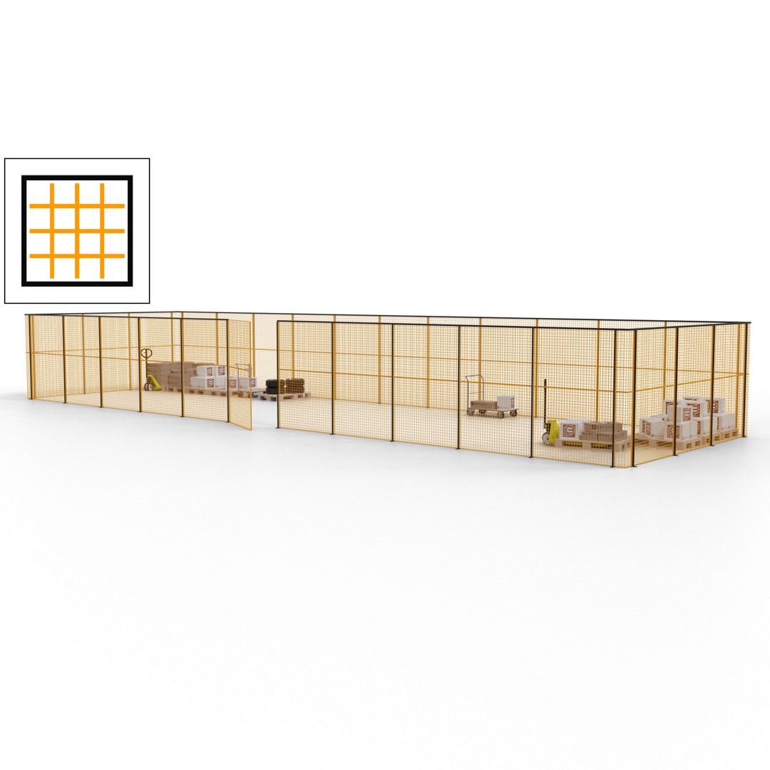 Maschinen Schutzgitter - Hallentrennwand - Sicherheitszaun - Tür - 42 m - 2.200 x 16.900 x 4.900 mm (HxBxT) - enzianblau
