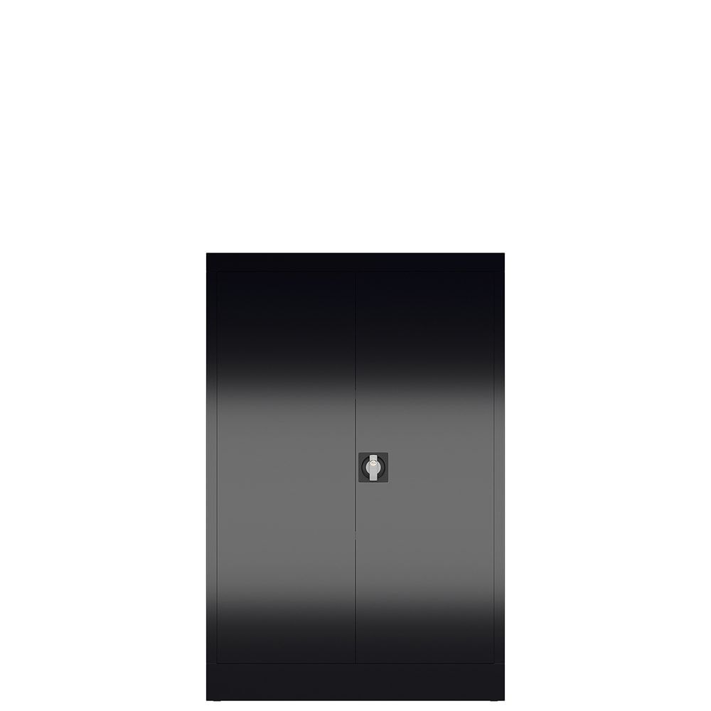 Aktenschrank, Büroschrank, abschließbar, Flügeltüren, 2 Fachböden, 1.200 x 800 x 380 mm (HxBxT), Stahl, Korpus und Türen lichtgrau
