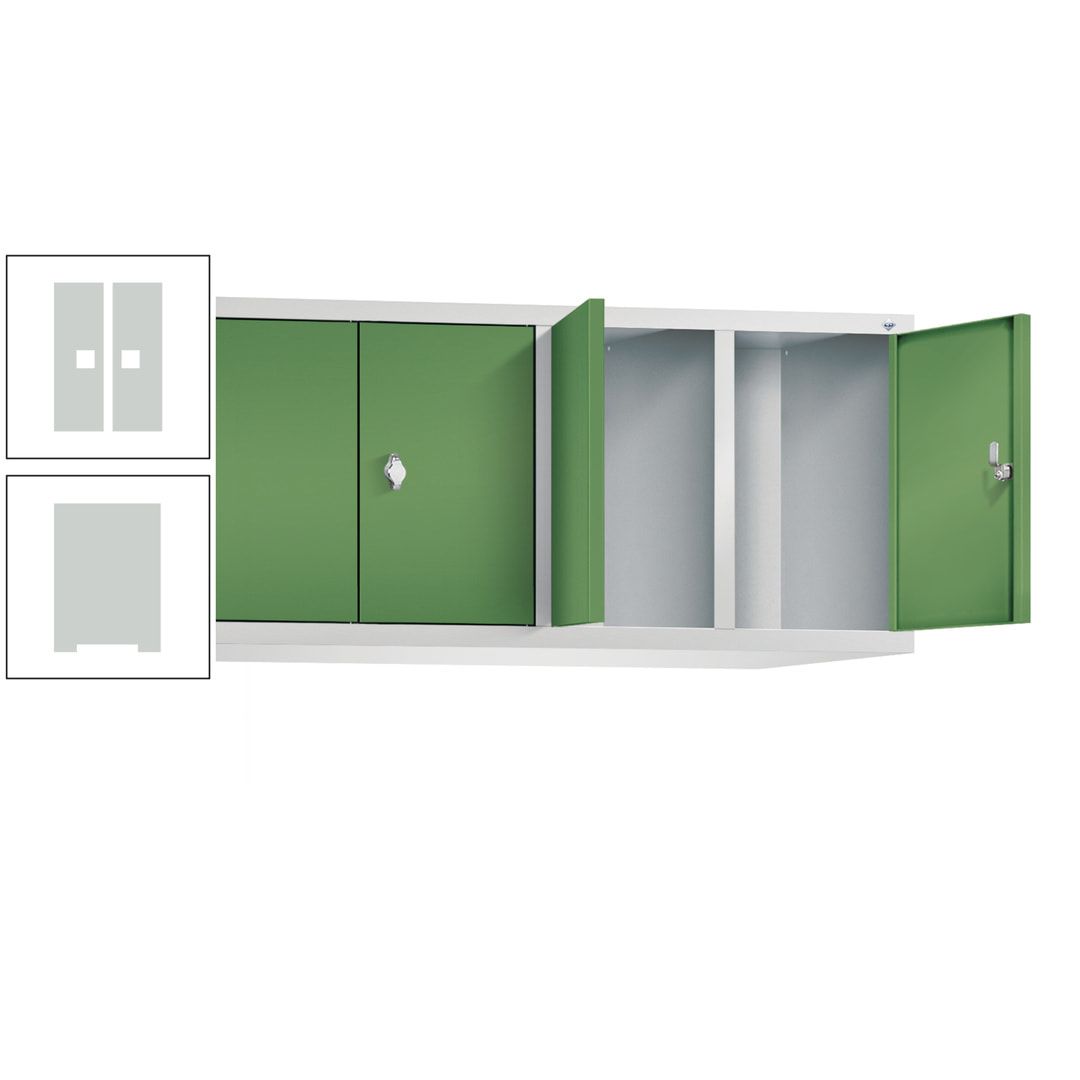 Aufsatzschrank für Spinde und Schließfachschränke, Doppeltüren, 4 Abteile, Korpus anthrazitgrau, Türfarbe anthrazitgrau, 500 x 1.190 x 500 mm (HxBxT)