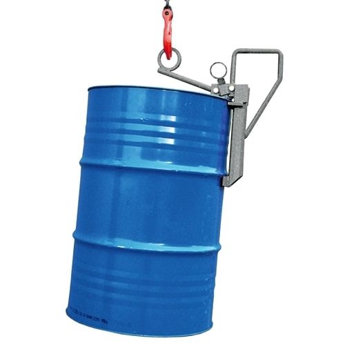 Eichinger Fassklemme, Kran, 200 l Sickenfässer, auch offene Fässer, Traglast 350 kg, verschweißt, mit Fass-Stabilisator, Farbe enzianblau (RAL 5010)