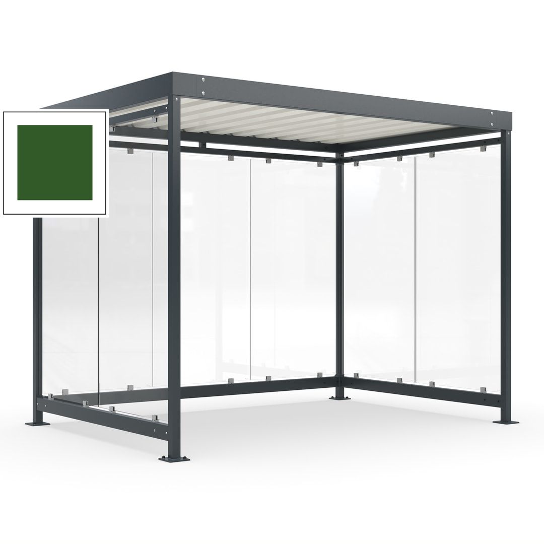 Raucherunterstand, Bausatz, Fahrgastunterstand, Bushaltestelle, 2.510 x 3.180 x 2.165 mm (HxBxT), 7 Wände, Achatgrau