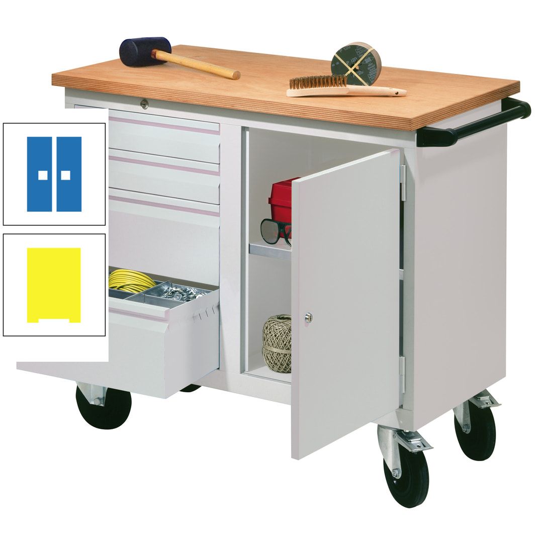 Mobile Werkbank - Werkstattwagen - 915 x 1.090 x 600 mm - 4 Schubladen und Schrankfach - anthrazitgrau