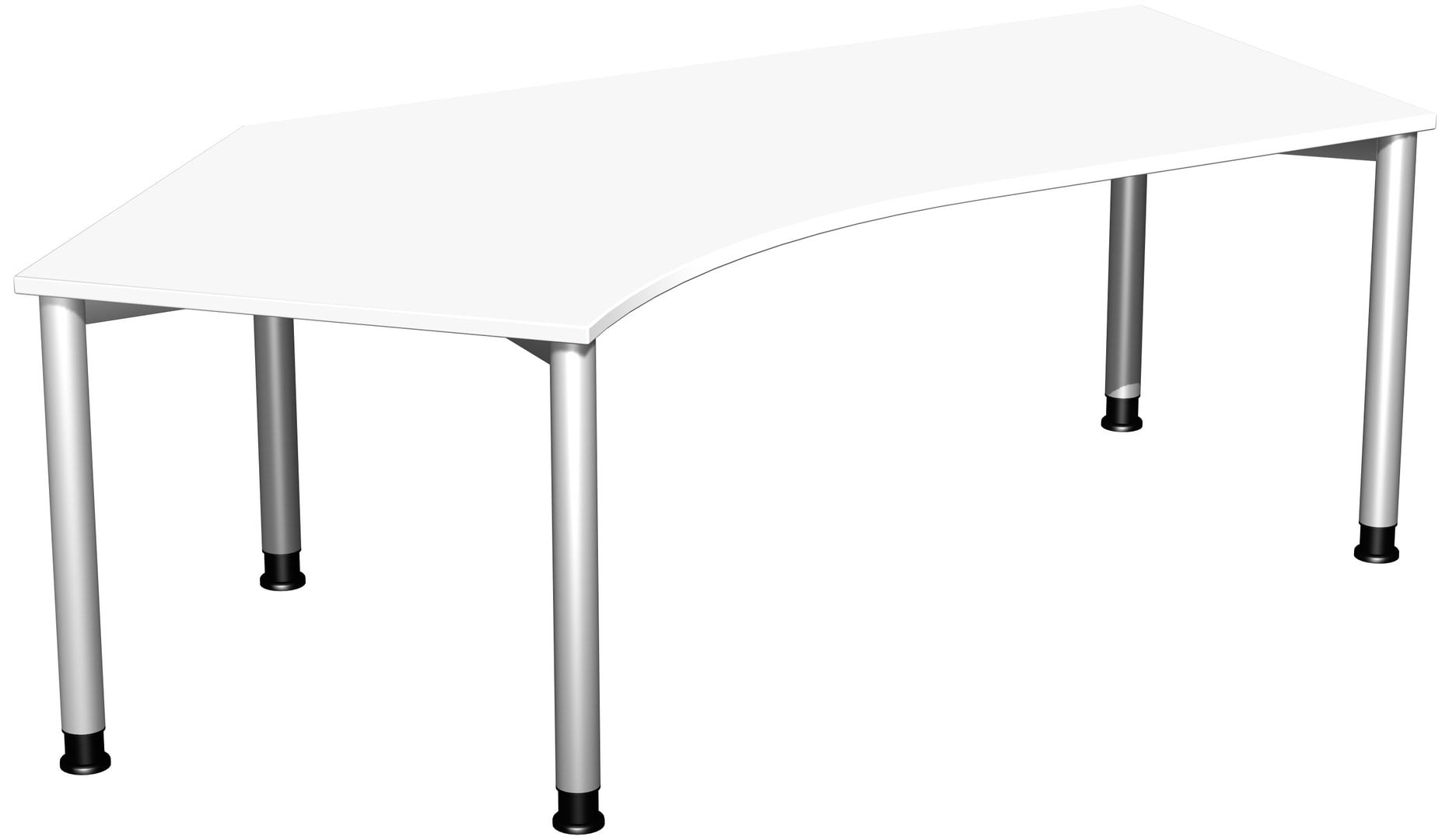 Schreibtisch, einseitig verkürzt, 4-Fuß Flex, Winkel links, höhenverstellbar, 680-800 x 2.166 x 1.130 mm (HxBxT), Gestell anthrazit, Dekor lichtgrau