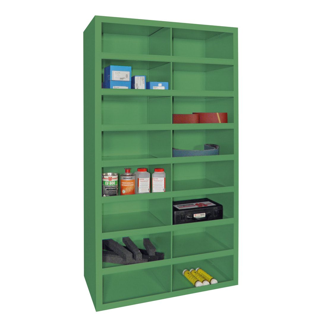 Fächerregal - Sortierstation - Ordnungsregal - 16 Fächer - Materialschrank - 1.800 x 1.000 x 500 mm (HxBxT) - Farbe anthrazitgrau