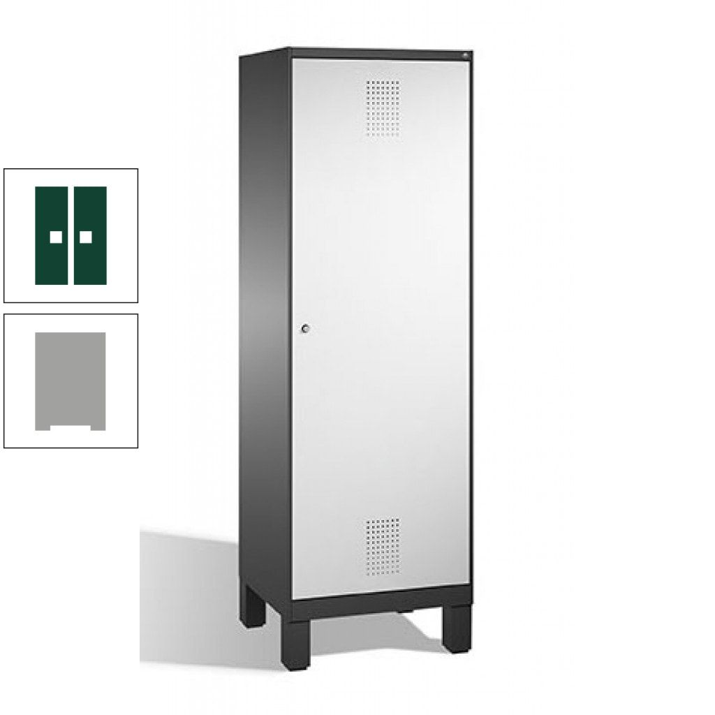 Doppel-Spind, Garderobenschrank, 1 Tür für 2 Abteile a 300 mm, Korpus anthrazitgrau, Türen anthrazitgrau, 1.850 x 600 x 500 mm (HxBxT)