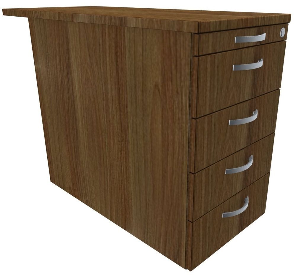 Standcontainer, 4 Schubladen, Ordnungsfach, Zentralverschluss, 720 x 438 x 800 (1.000) mm (HxBxT), Front Ahorn, Oberboden Ahorn, Korpus Ahorn