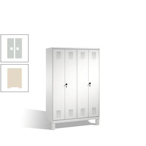 Doppel-Spind, Doppeltüren, Garderobenschrank mit Füßen, 4 Abteile a 300 mm, Korpus anthrazitgrau, Tür anthrazitgrau, 1.850 x 1.200 x 500 mm (HxBxT)